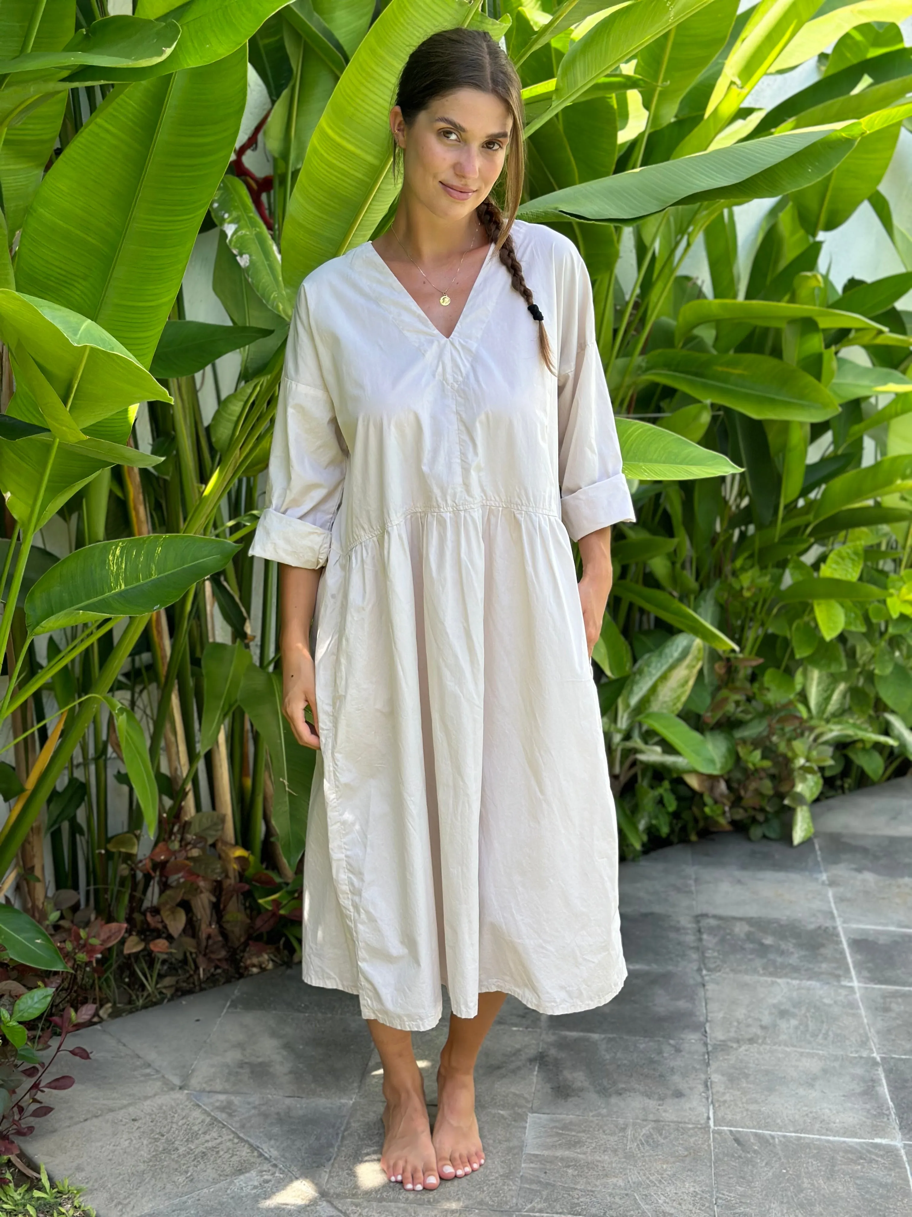 paige dress - almond cotton