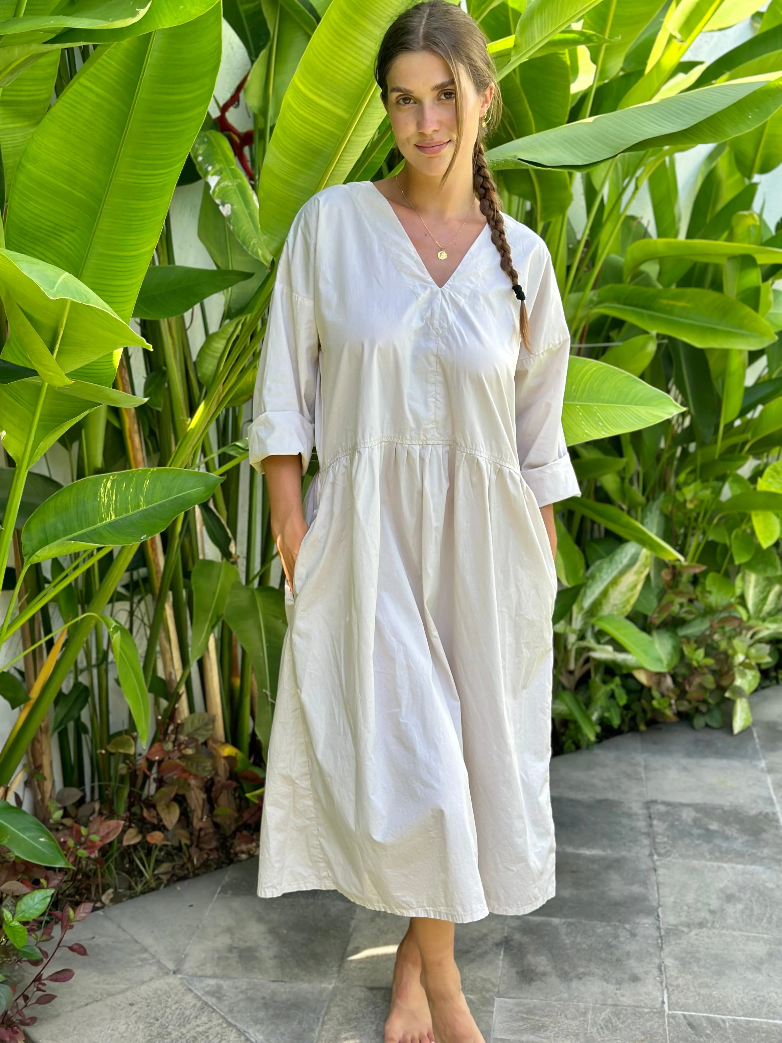 paige dress - almond cotton