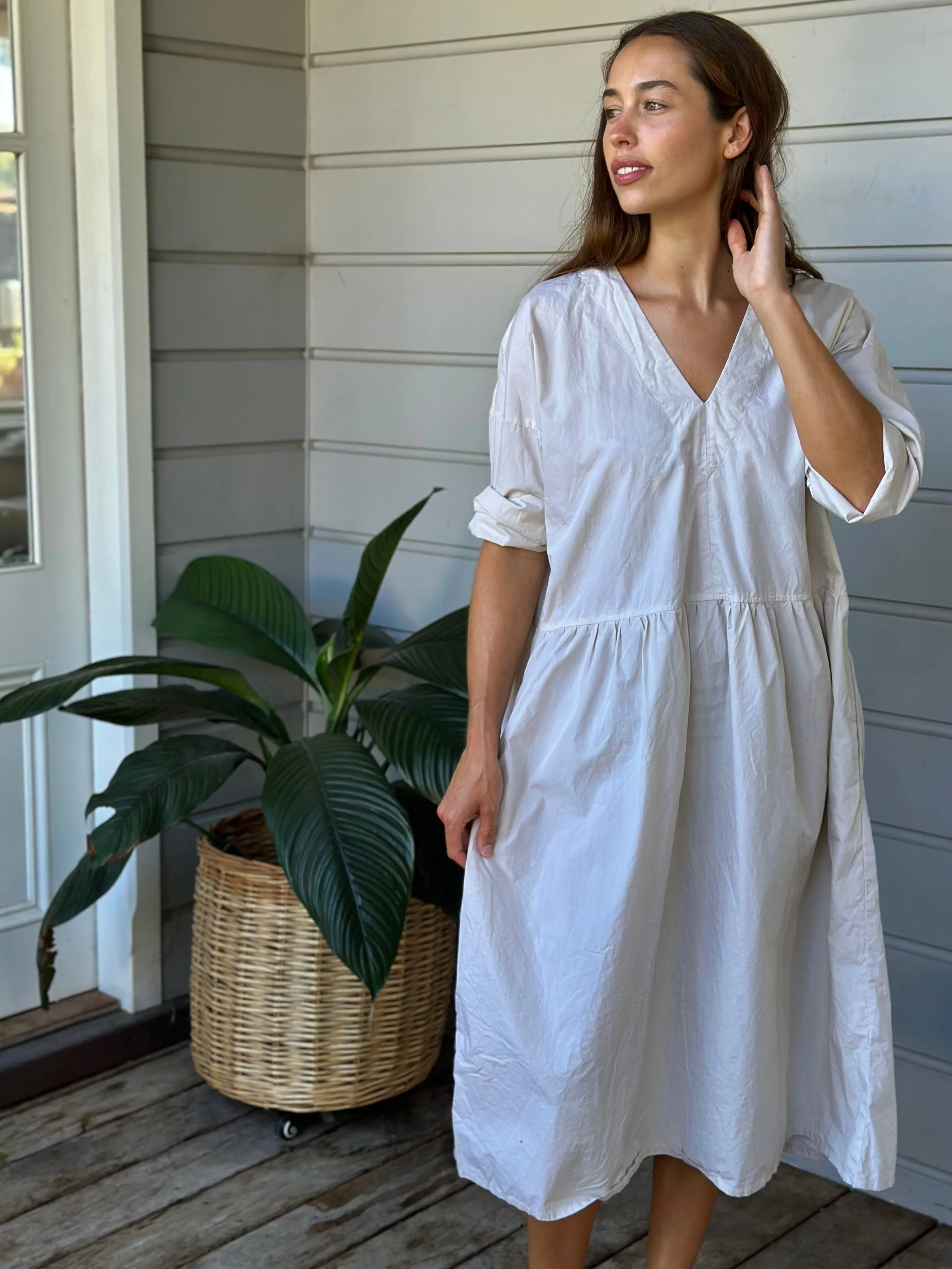 paige dress - almond cotton