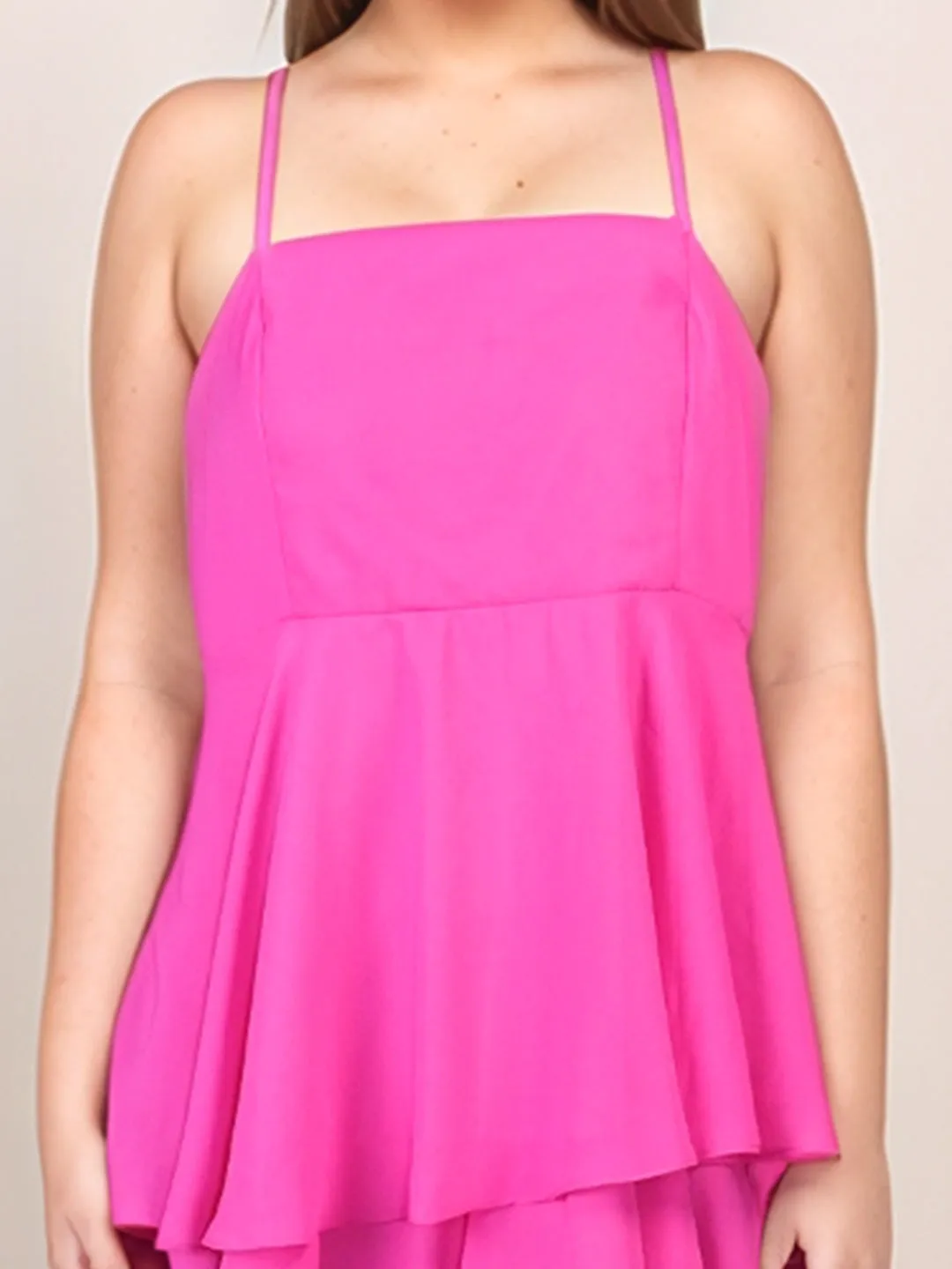 Pink Solid Relaxed Fit Midi Dress