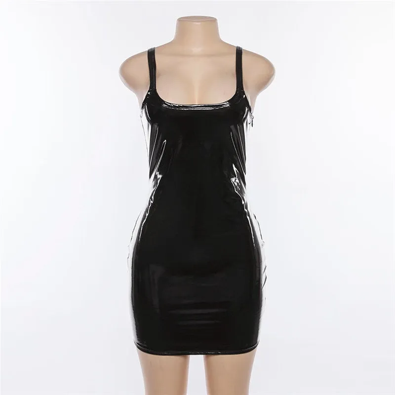 PU Leather Sexy Bodycon Dress