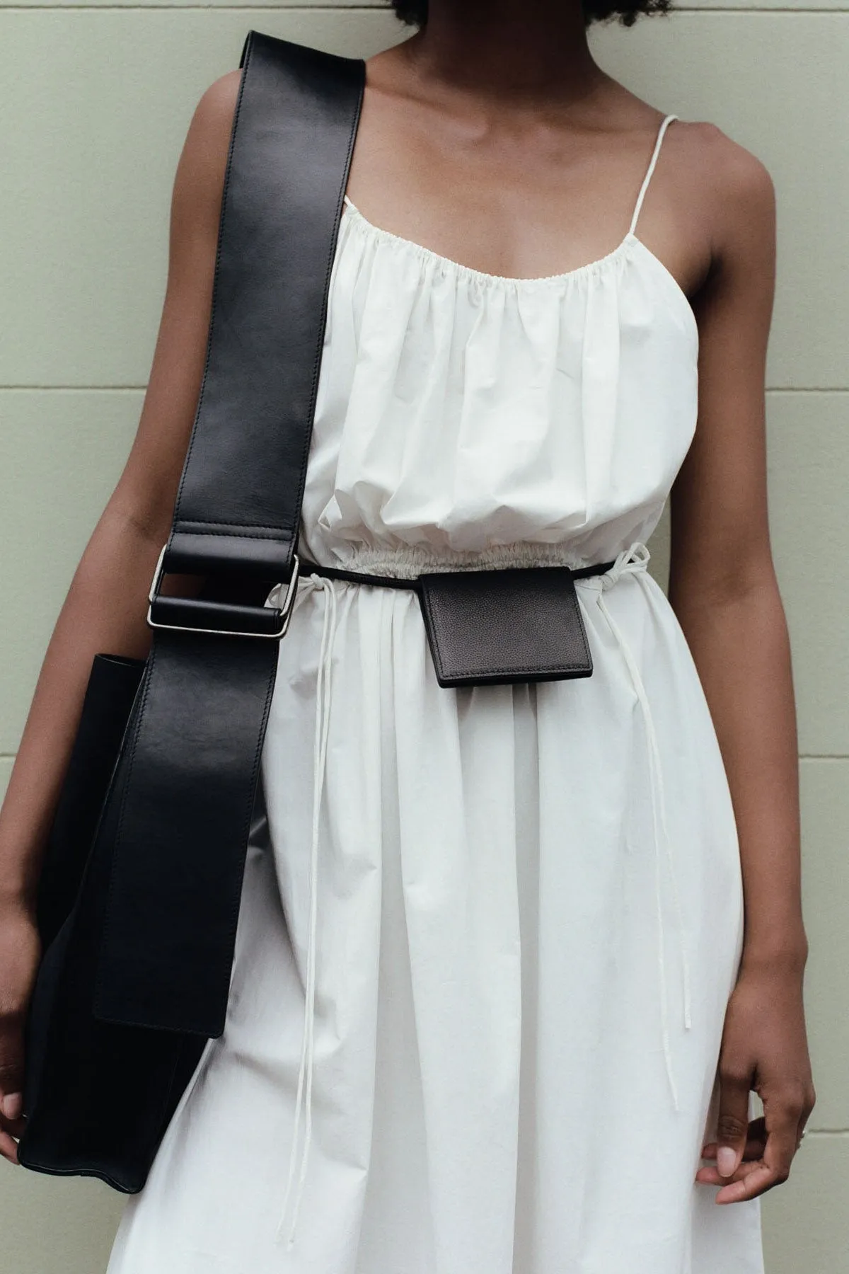 Relaxed Drawstring Dress - White
