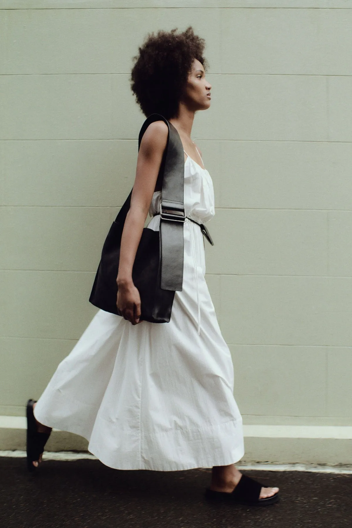 Relaxed Drawstring Dress - White