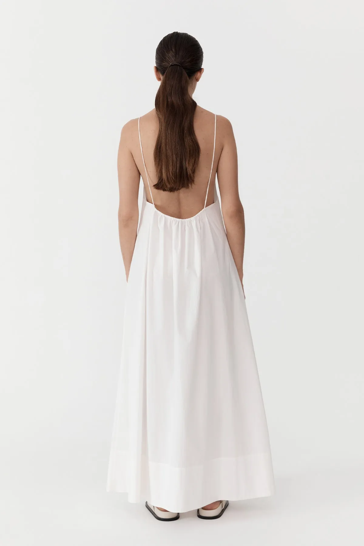 Relaxed Drawstring Dress - White
