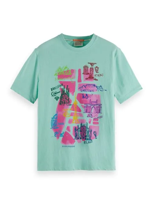 Scotch and Soda City Artwork Print Tee - Bay Green