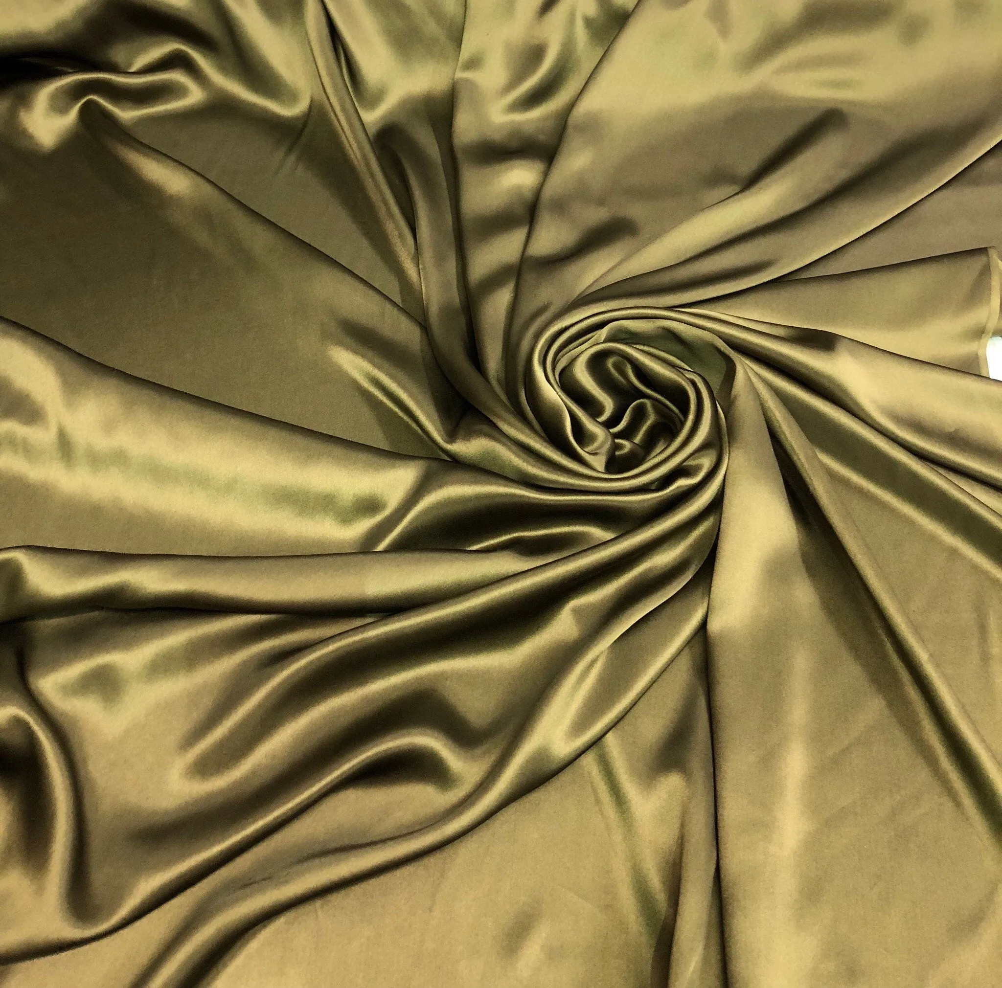 Silk charmouse 54&quot; wide    Beautiful dark olive green color silk satin charmouse fabric sold by the yard