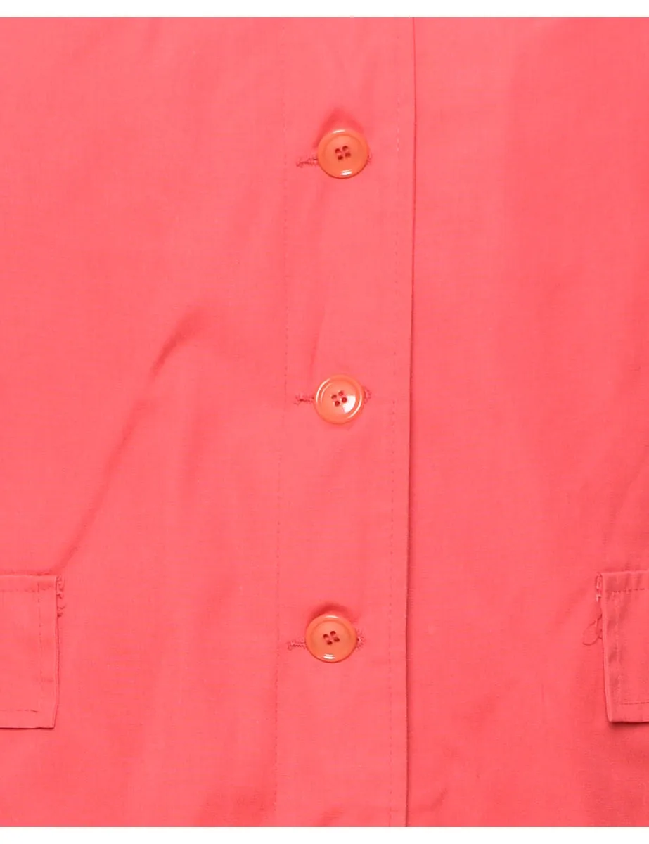 Single Breasted Salmon Pink Classic Trench Coat - L