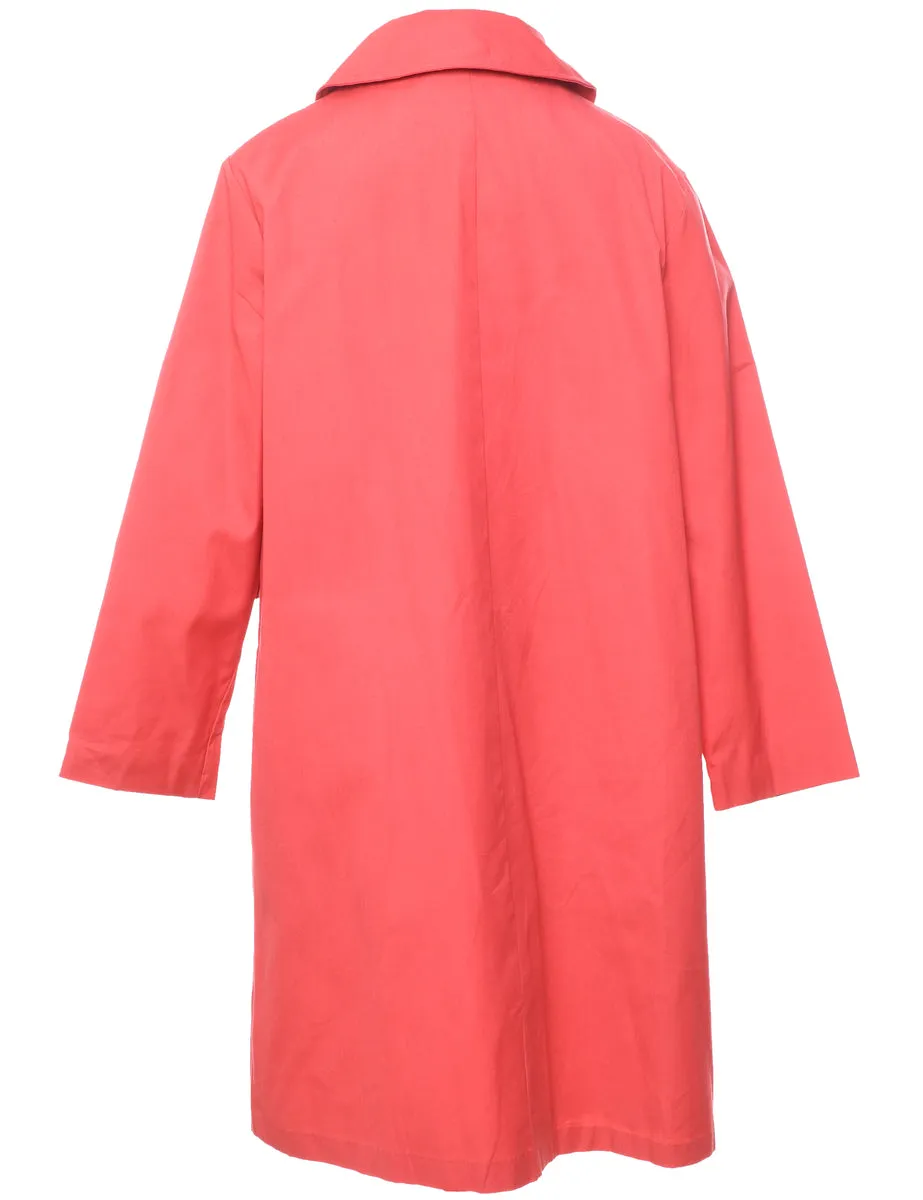 Single Breasted Salmon Pink Classic Trench Coat - L