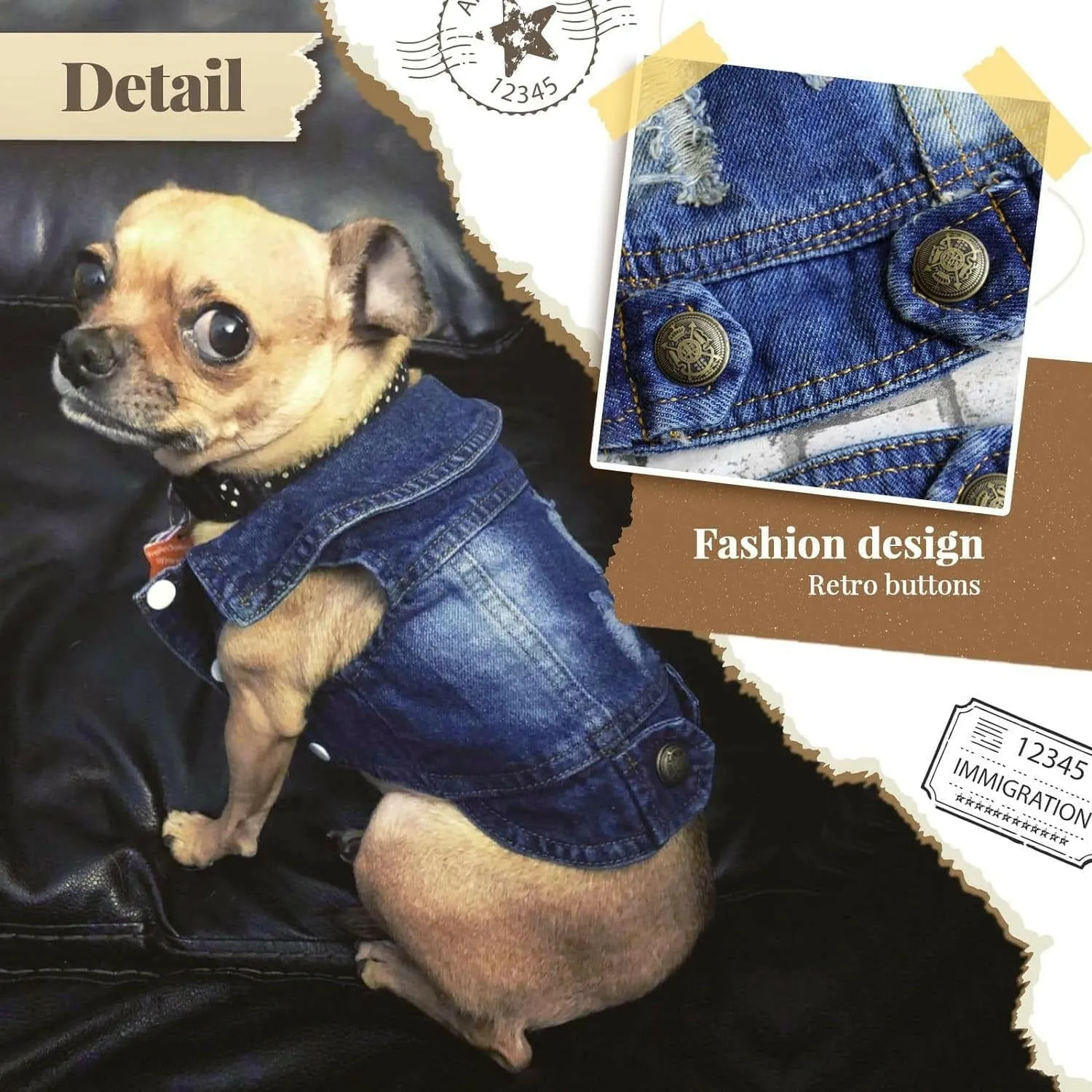 Stylish Cool Blue Denim Jacket for Small Pets
