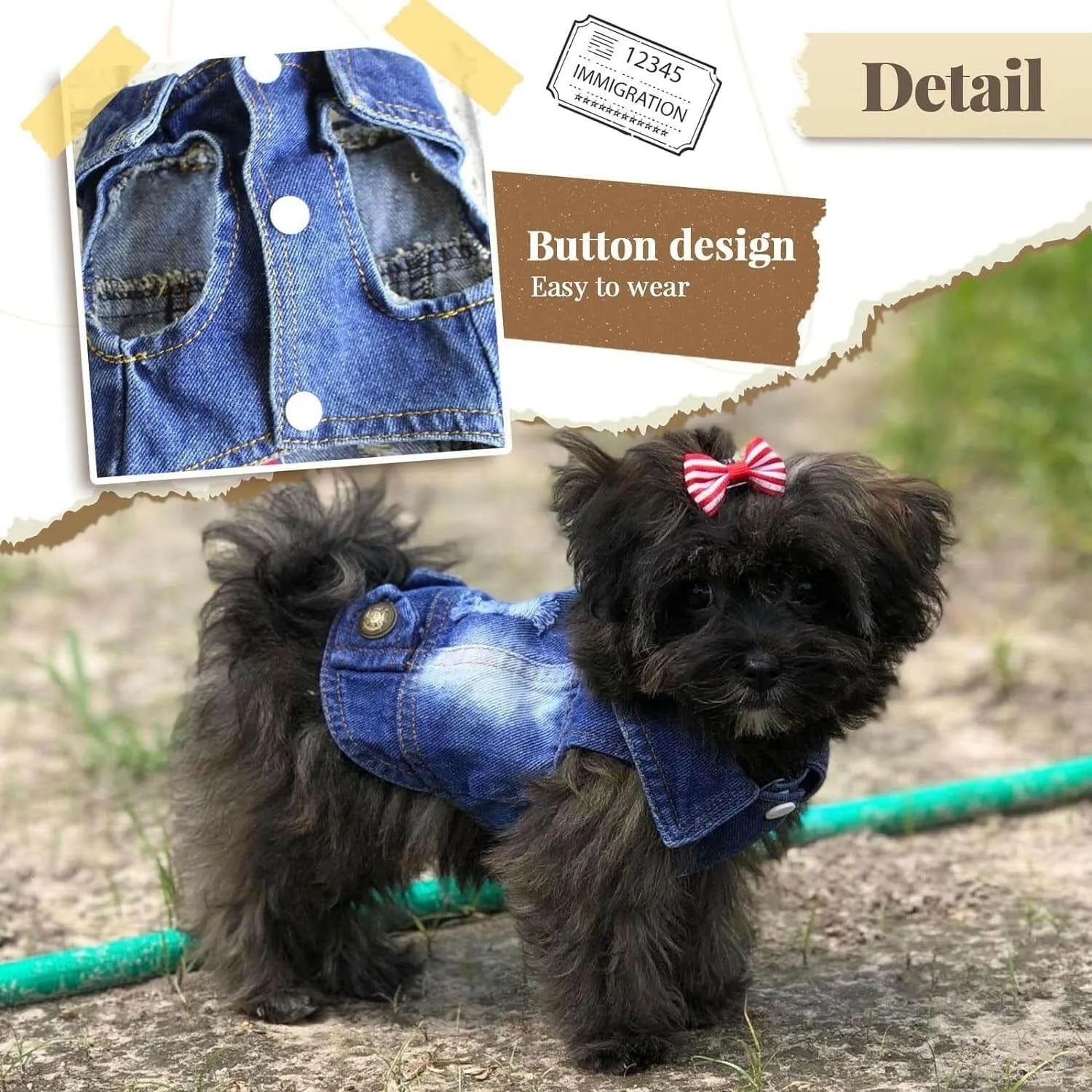 Stylish Cool Blue Denim Jacket for Small Pets