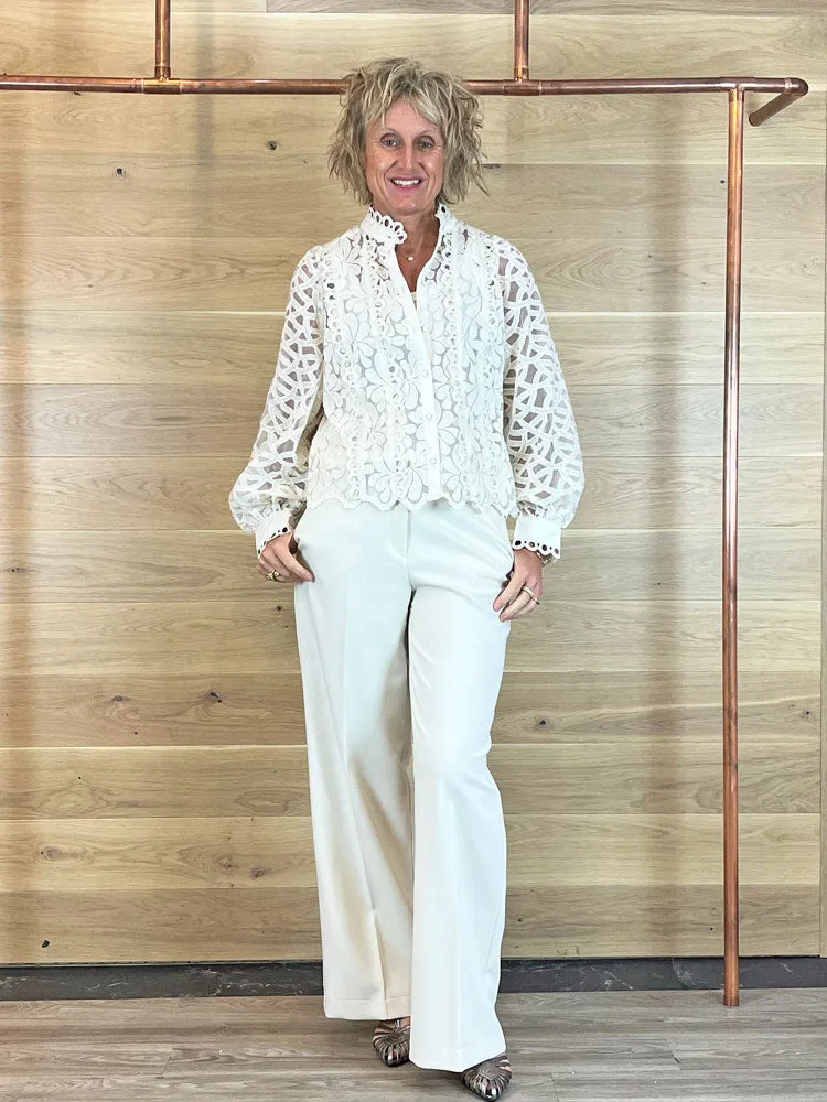 Summum Wide Leg Trousers Ivory