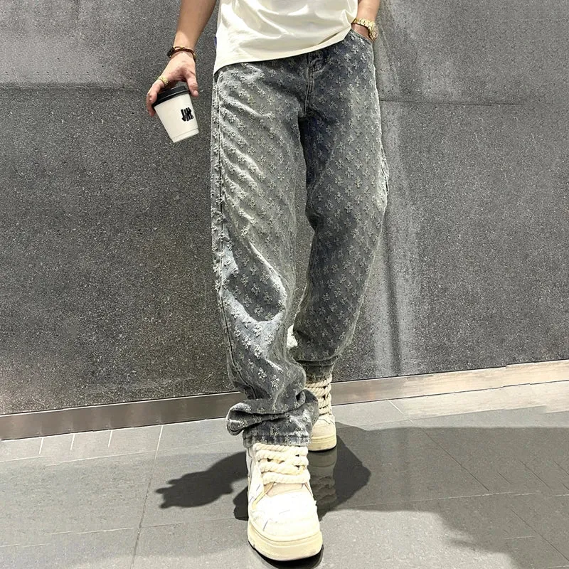 Textured Patterned Streetwear Jeans