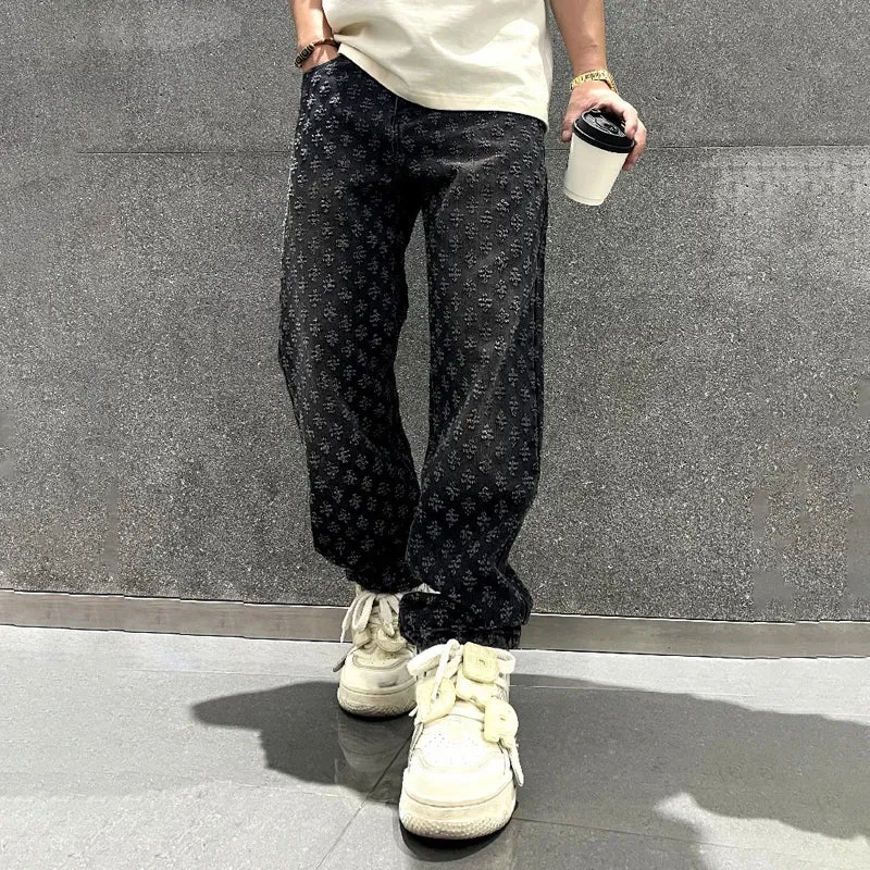 Textured Patterned Streetwear Jeans