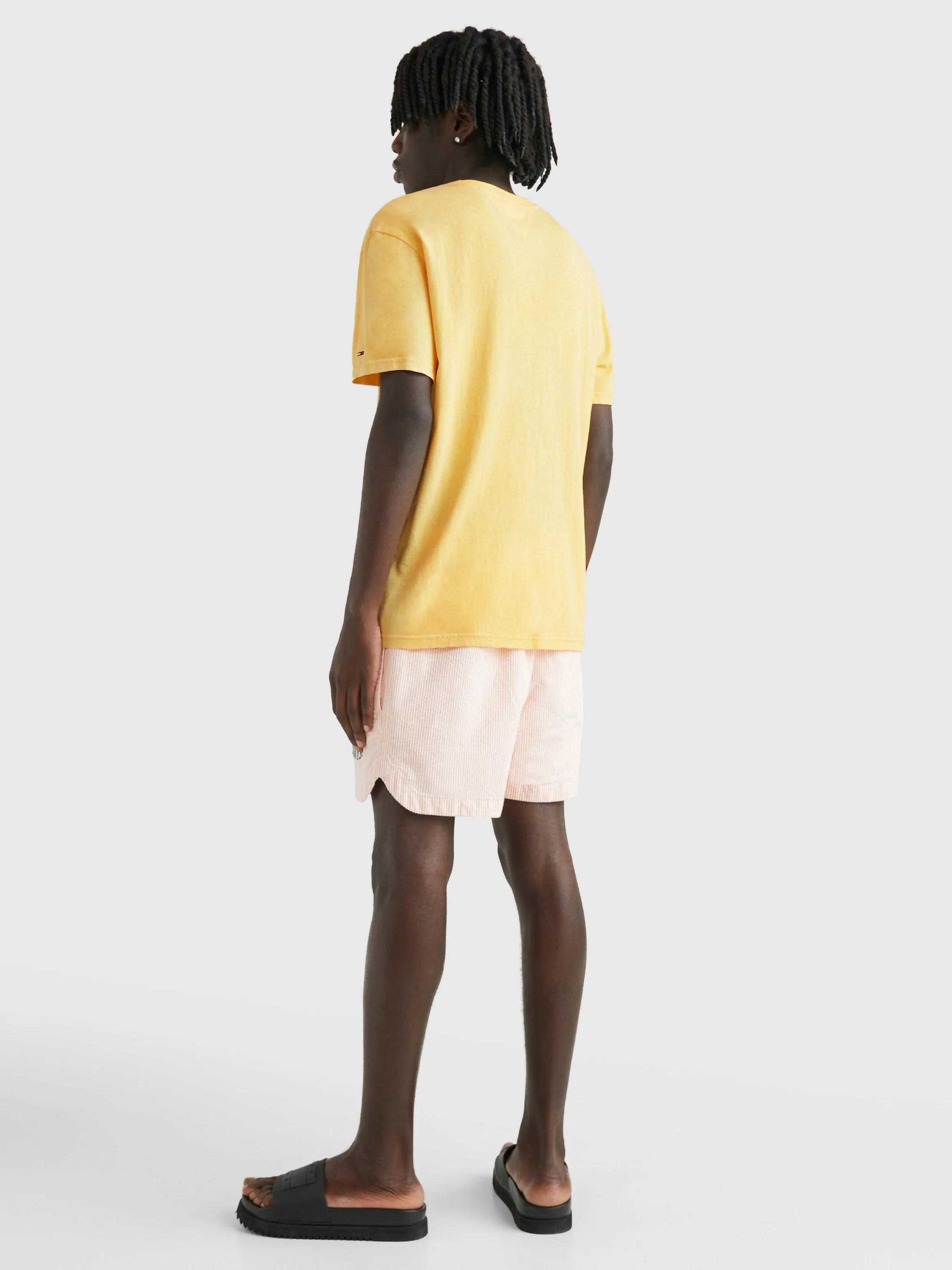 Tommy Hilfiger Mens Mirror Logo Classic Fit T-Shirt Lemon Zest DM16227 720