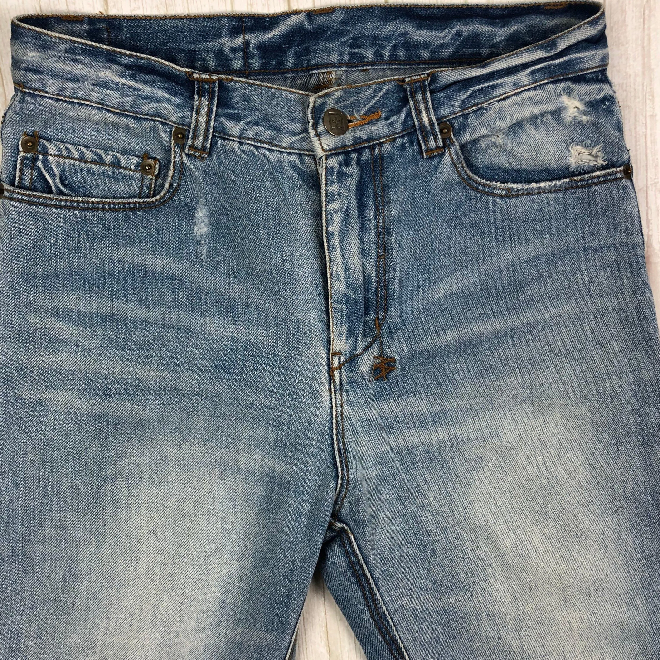 Tsubi Light Wash ‘Slim Straighties’ Busted Knee Jeans- Size 24"