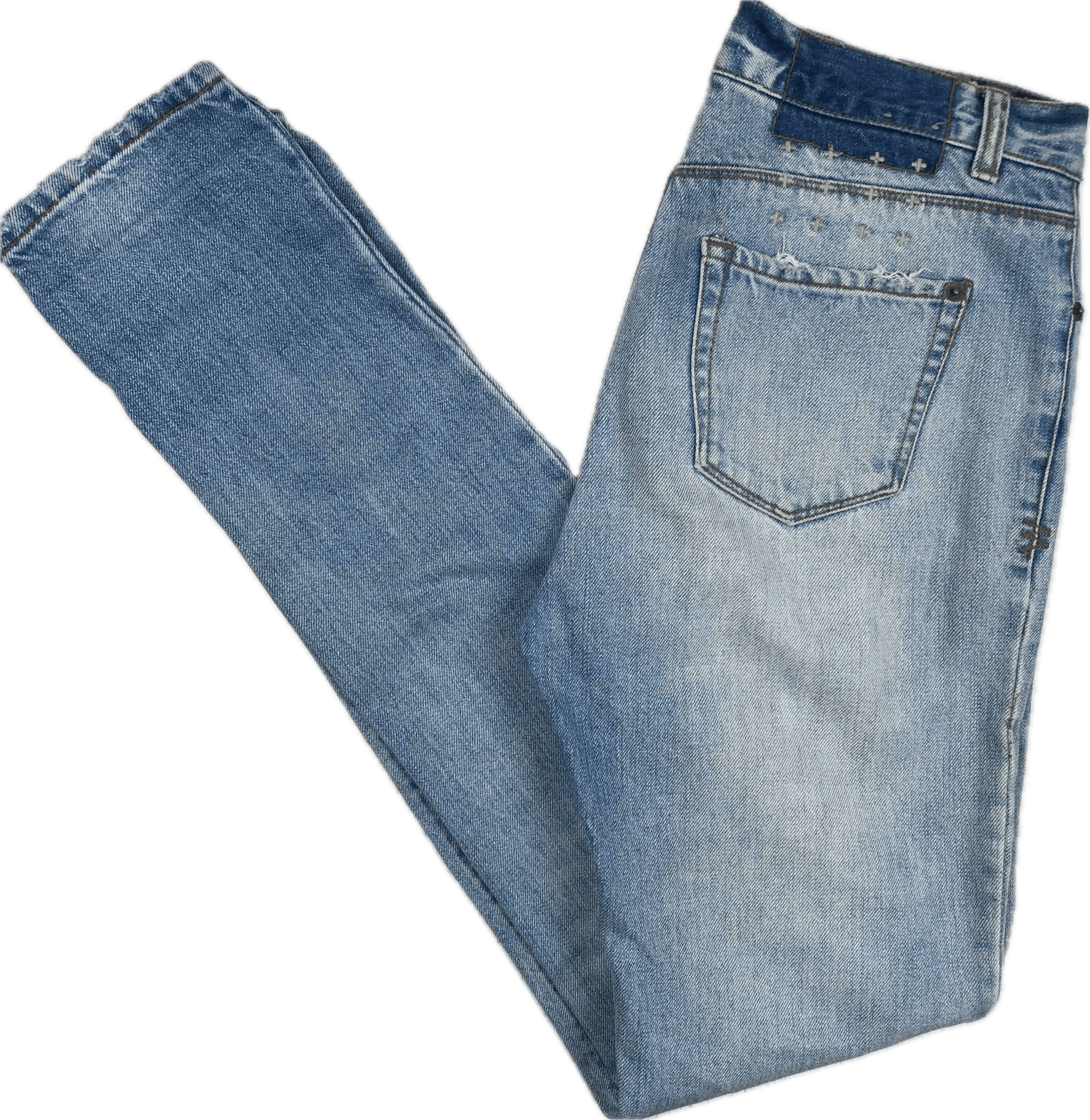 Tsubi Light Wash ‘Slim Straighties’ Busted Knee Jeans- Size 24"
