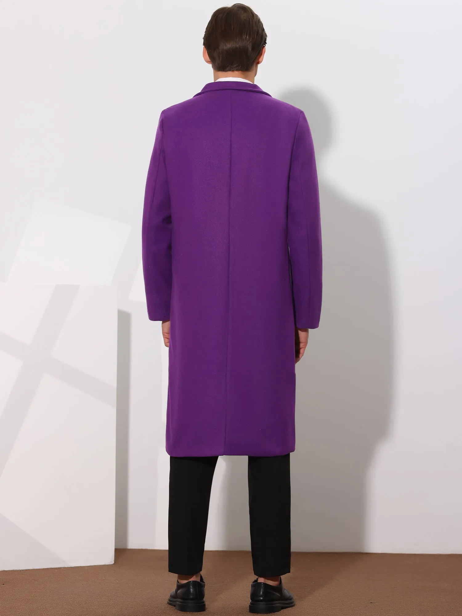 Winter Overcoat for Men's Single Breasted Notch Lapel Formal Trench Coats