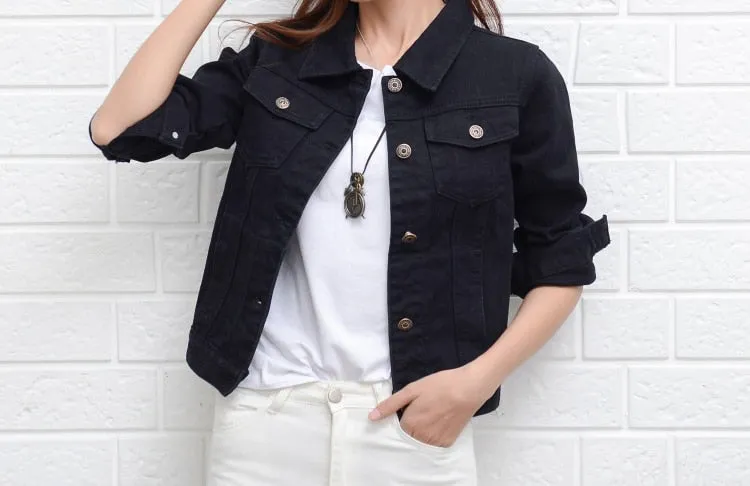 Women's Jeans Coat Solid Colors Short Denim Jacket