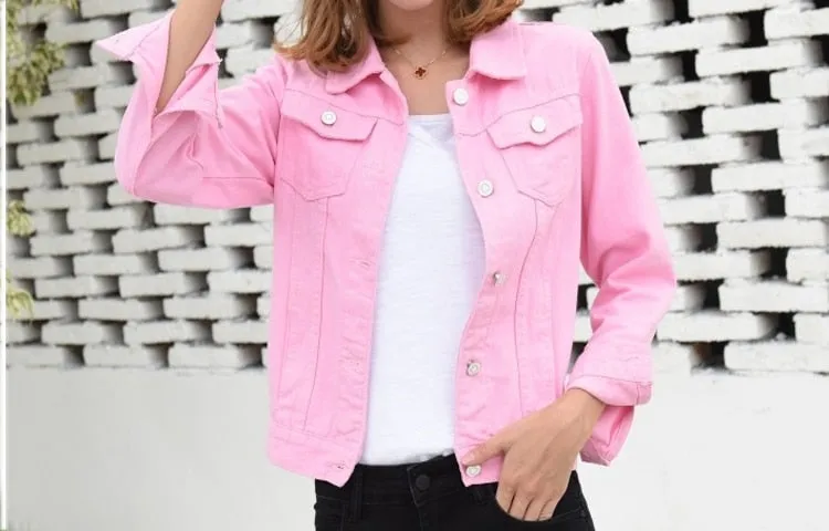 Women's Jeans Coat Solid Colors Short Denim Jacket