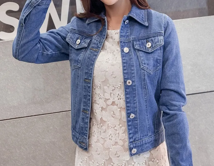 Women's Jeans Coat Solid Colors Short Denim Jacket