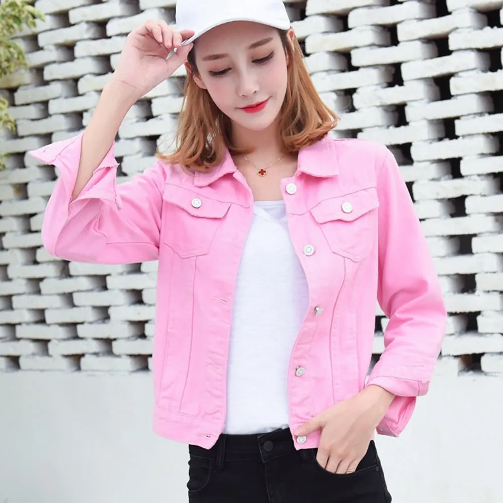 Women's Jeans Coat Solid Colors Short Denim Jacket