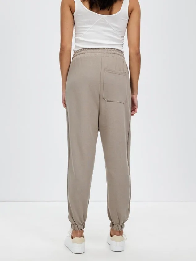 Women's waist belt pocket sports Mocha grey pants by Kaja Clothing - Jovie Trouser