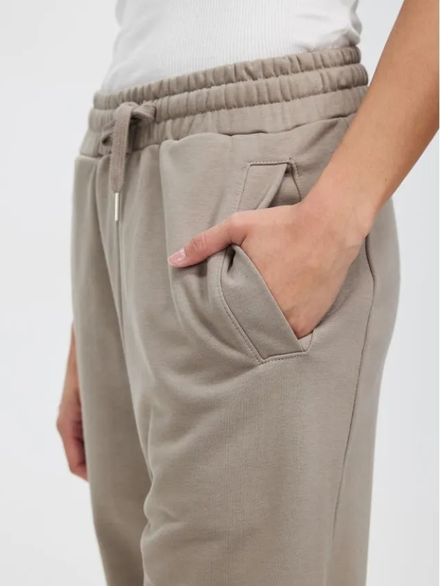 Women's waist belt pocket sports Mocha grey pants by Kaja Clothing - Jovie Trouser