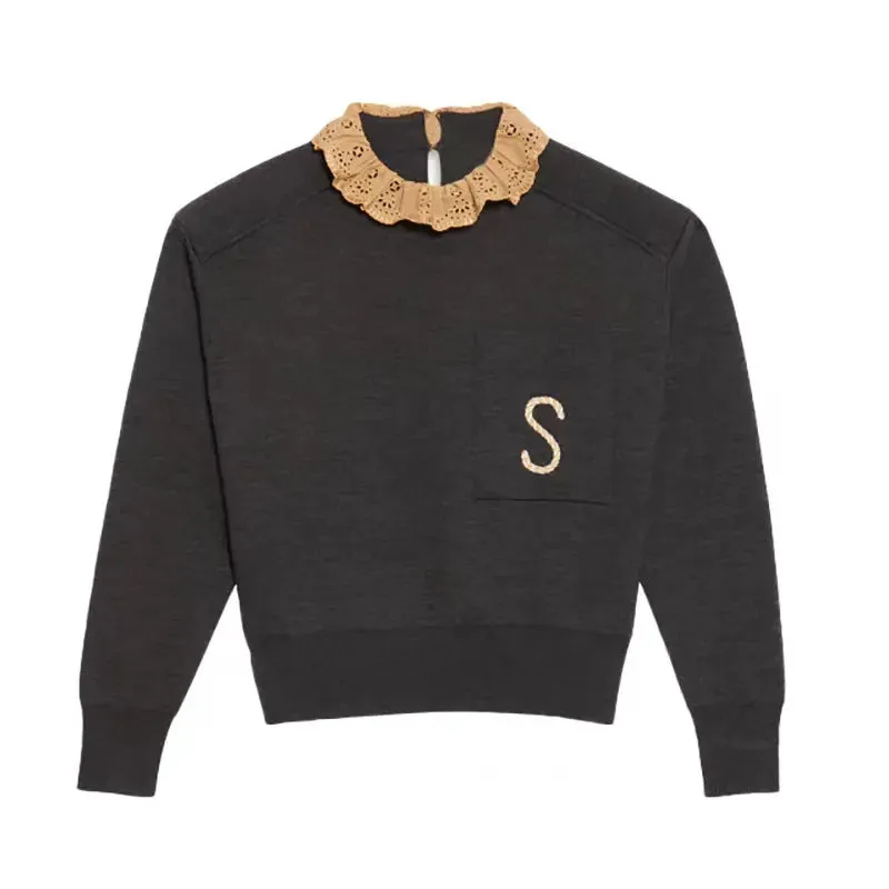 xakxx xakxx Solid Color Knit Autumn Casual Tops for Women's Clothing Elegant Blouses Full Length for Cardigan