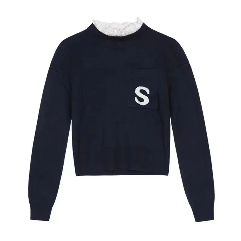 xakxx xakxx Solid Color Knit Autumn Casual Tops for Women's Clothing Elegant Blouses Full Length for Cardigan