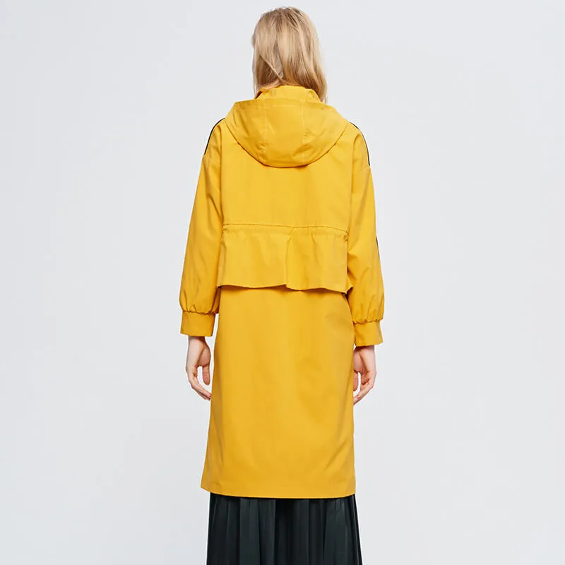 Yellow Hooded Trench Coat
